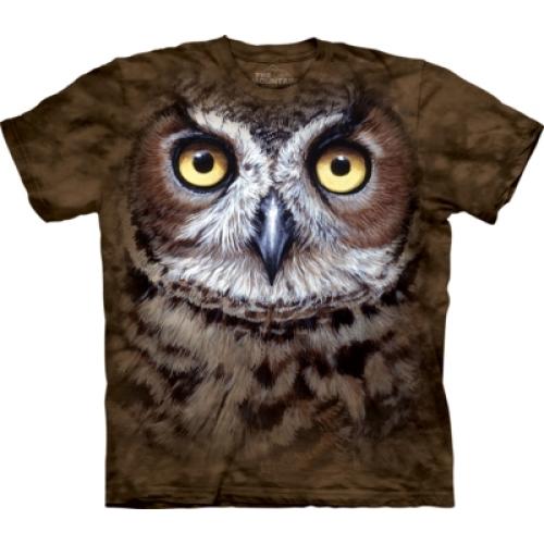 Tričko unisex The Mountain Great Horned Owl Head - hnědé
