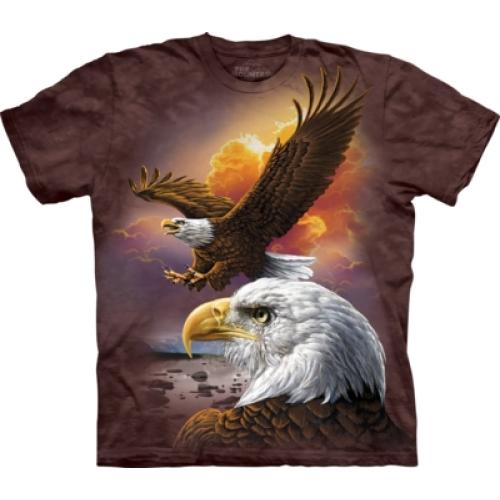 Tričko unisex The Mountain Eagle & Clouds - hnědé