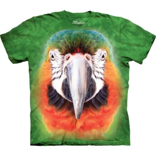 Tričko unisex The Mountain Big Face Parrot - zelené