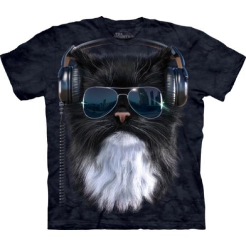 Tričko unisex The Mountain Cool Cat - čierne