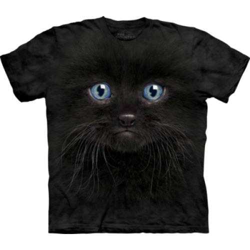 Tričko unisex The Mountain Black Kitten Face - čierne