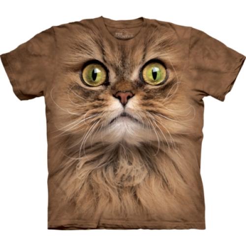 Tričko unisex The Mountain Big Face Brown Cat - hnedé