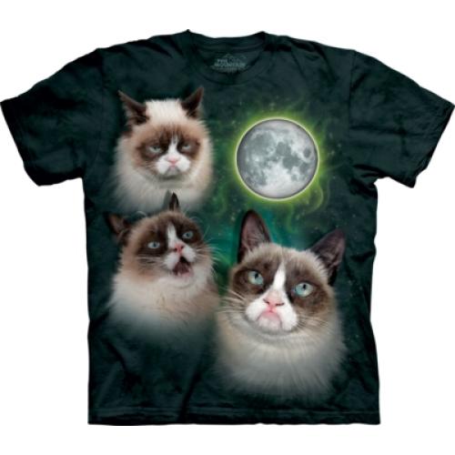 Tričko unisex The Mountain Three Grumpy Cat Moon - černé