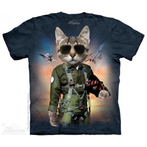 Tričko unisex The Mountain Tom Cat - modré