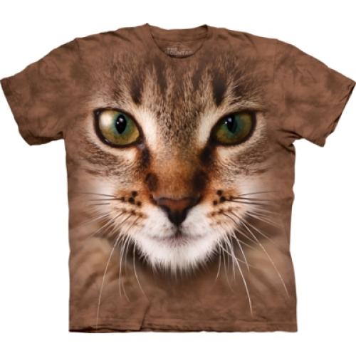 Tričko dětské The Mountain Striped Cat Face - hnědé