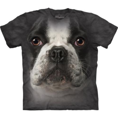 Tričko unisex The Mountain French Bulldog Face - sivé