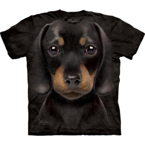 Tričko unisex The Mountain Dachshund Puppy - černé