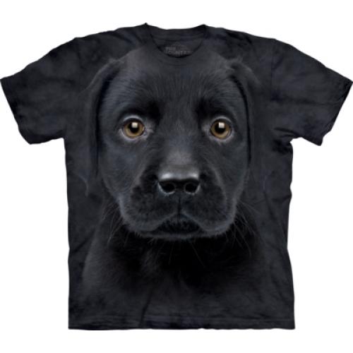 Tričko unisex The Mountain Black Lab Puppy - černé