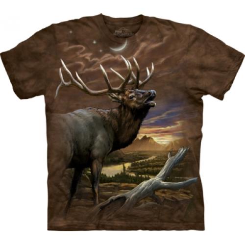 Tričko unisex The Mountain Elk at Dusk - hnědé