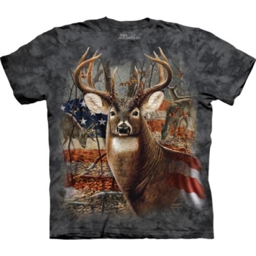 Tričko unisex The Mountain Patriotic Buck - sivé