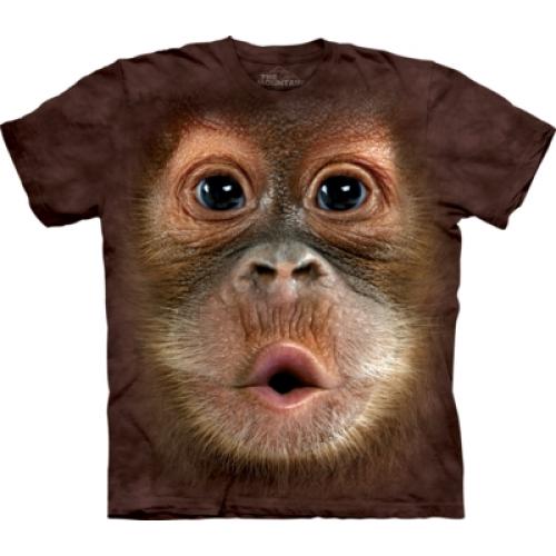 Tričko unisex The Mountain Big Face Baby Orangutan - hnedé