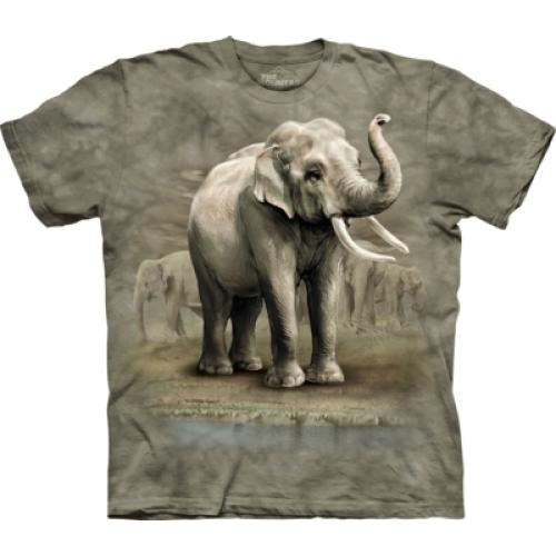 Tričko unisex The Mountain Asian Elephants - sivé