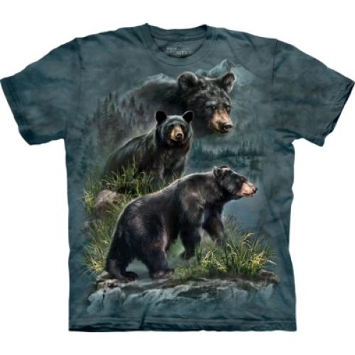 Tričko unisex The Mountain Three Black Bears - sivé