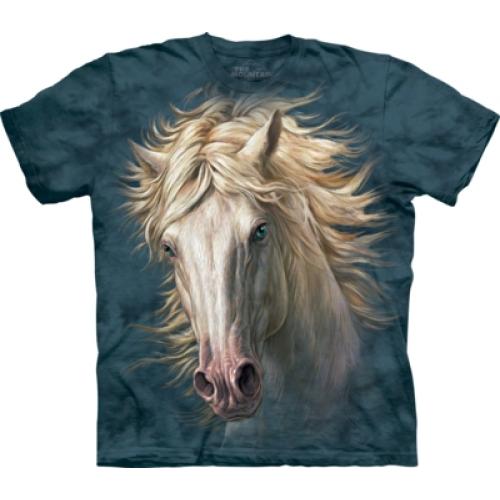 Tričko unisex The Mountain White Horse Portrait - modré