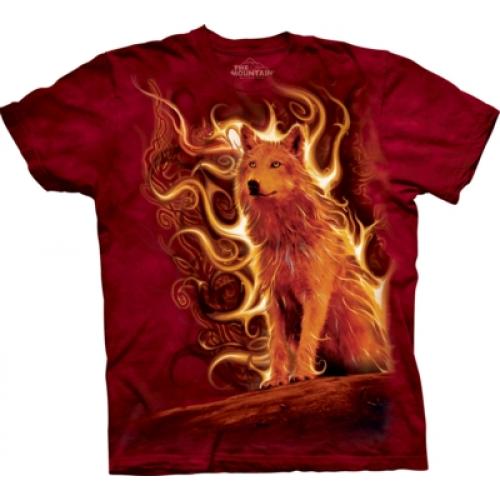 Tričko unisex The Mountain Phoenix Wolf - červené