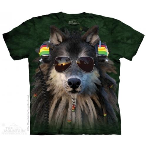 Tričko unisex The Mountain Rasta Wolf - zelené