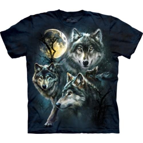 Tričko unisex The Mountain Moon Wolves - modré