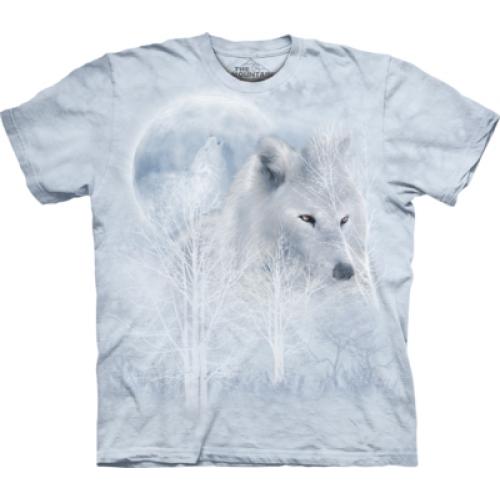 Tričko unisex The Mountain White Wolf Moon - modré