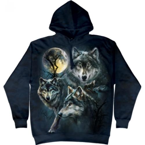 Mikina The Mountain Hoodie Moon Wolves - modrá