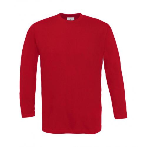 Tričko s dlhými rukávmi B&C Exact - červené
