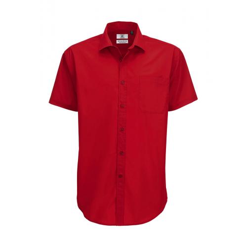 Košeľa pánska B&C Smart s krátkym rukávom - červená