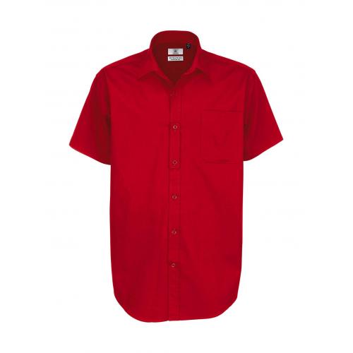 Košeľa pánska B&C Sharp Twill s krátkym rukávom - červená