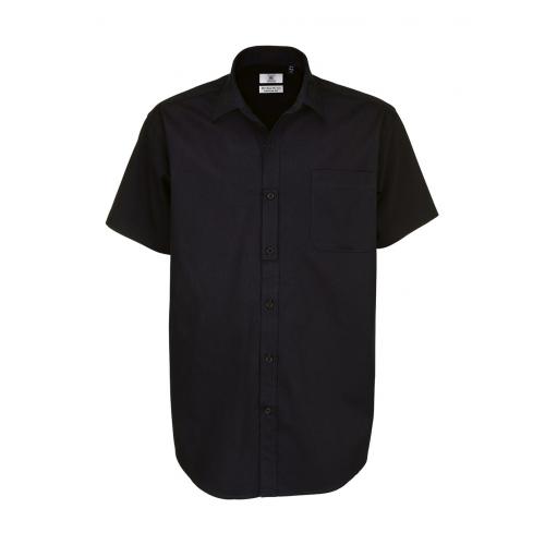 Košile pánská B&C Sharp Twill s krátkým rukávem - černá