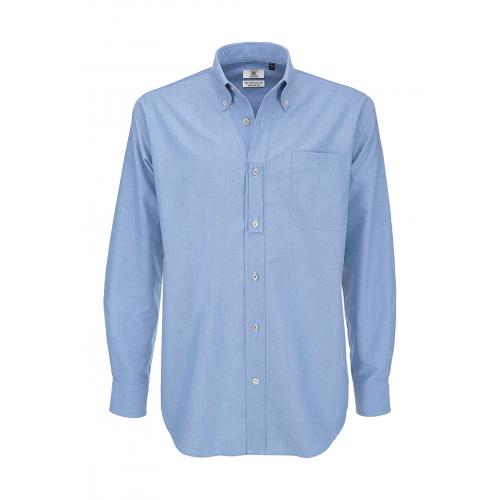Košeľa pánska B&C Oxford s dlhým rukávom - svetlo modrá