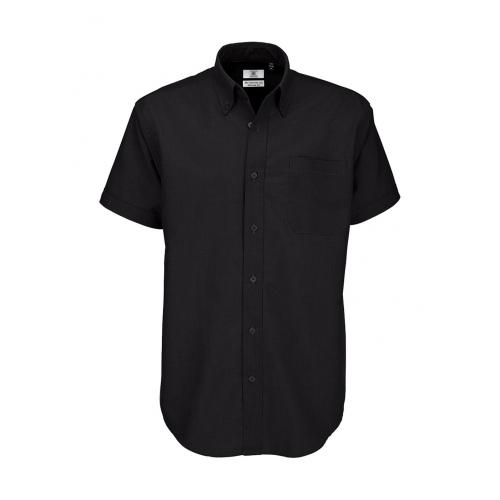 Košile pánská B&C Oxford s krátkým rukávem - černá