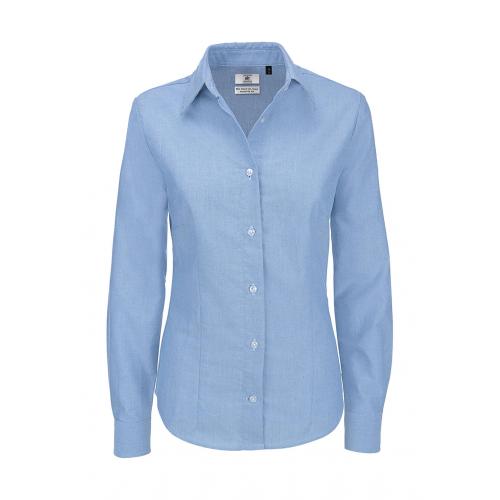 Košile dámská B&C Oxford s dlouhým rukávem - světle modrá