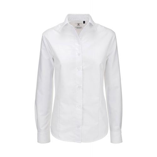 Košile dámská B&C Oxford s dlouhým rukávem - bílá