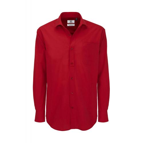 Košile pánská B&C Heritage s dlouhým rukávem - červená