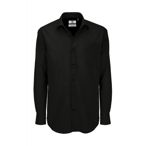 Košile pánská B&C Heritage s dlouhým rukávem - černá