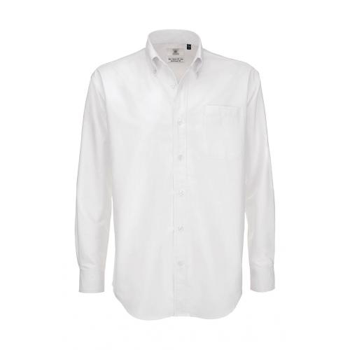 Košile pánská B&C Oxford s dlouhým rukávem - bílá