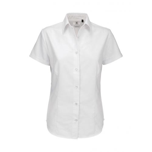 Košeľa dámska B&C Oxford s krátkym rukávom - biela