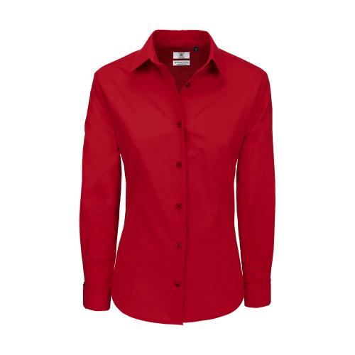 Košeľa dámska B&C Heritage s dlhým rukávom - červená