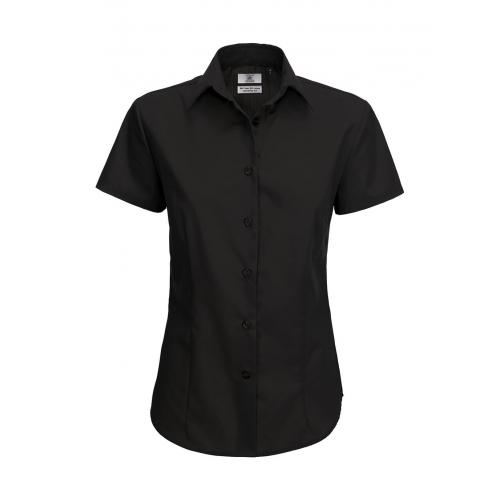 Košile dámská B&C Smart s krátkým rukávem - černá