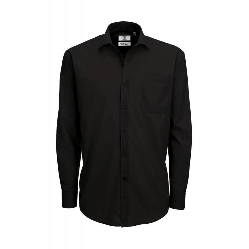 Košeľa pánska B&C Smart s dlhým rukávom - čierna
