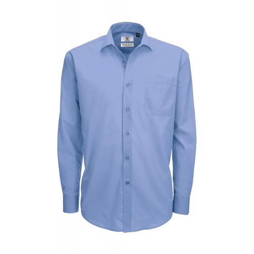 Košeľa pánska B&C Smart s dlhým rukávom - modrá