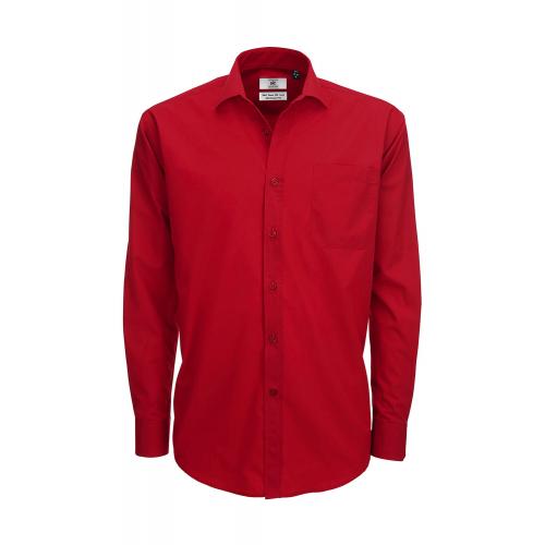 Košeľa pánska B&C Smart s dlhým rukávom - červená