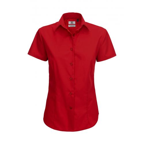 Košeľa dámska B&C Smart s krátkym rukávom - červená