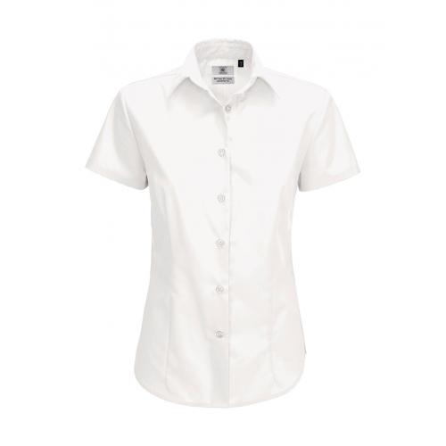 Košile dámská B&C Smart s krátkým rukávem - bílá