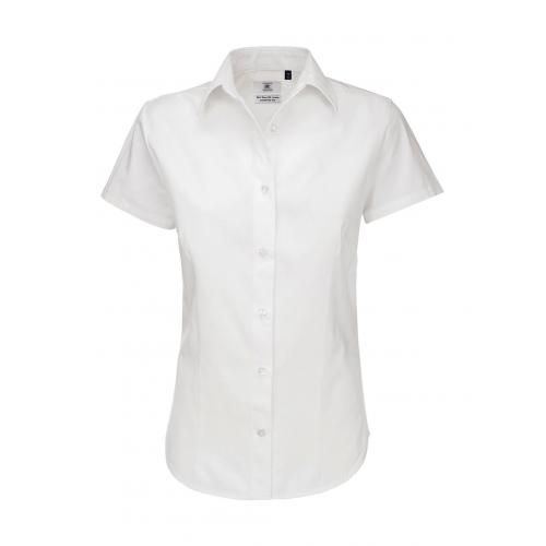 Košile dámská B&C Sharp Twill s krátkým rukávem - bílá