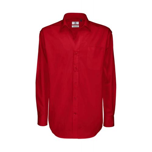 Košeľa pánska B&C Sharp Twill s dlhým rukávom - červená