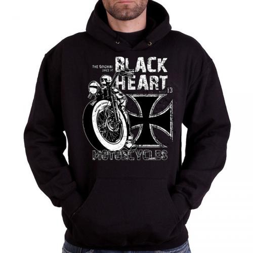 Mikina Black Heart Hood Biker - černá