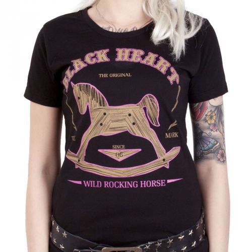 Tričko dámské Black Heart Classic Horse - černé