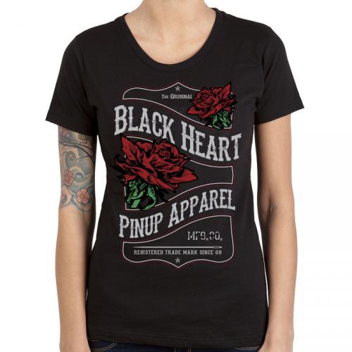Tričko dámske Black Heart Classic Rose - čierne