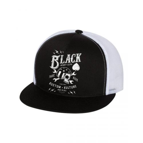 Kšiltovka Black Heart Trucker Skull Heart - černá-bílá