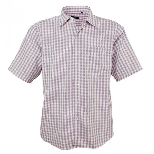 Košeľa s krátkym rukávom Lavecchia Classic - biela-fialová