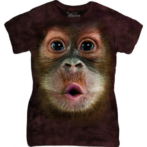 Tričko dámske The Mountain Big Face Baby Orangutan - hnedé